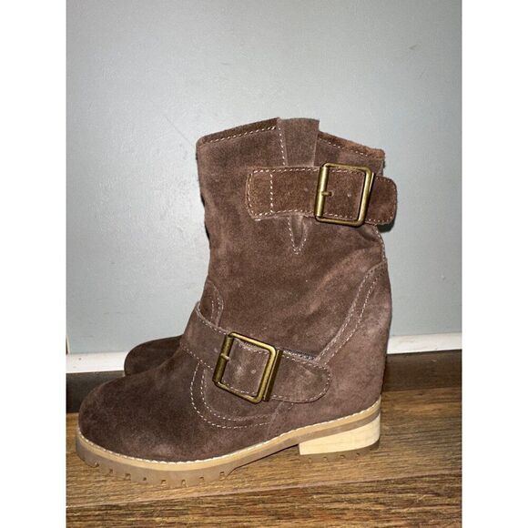 Sbicca Harmonic Brown Boots With Stacked Heel/ Hidden Wedge Size 6.5 - Picture 4 of 16